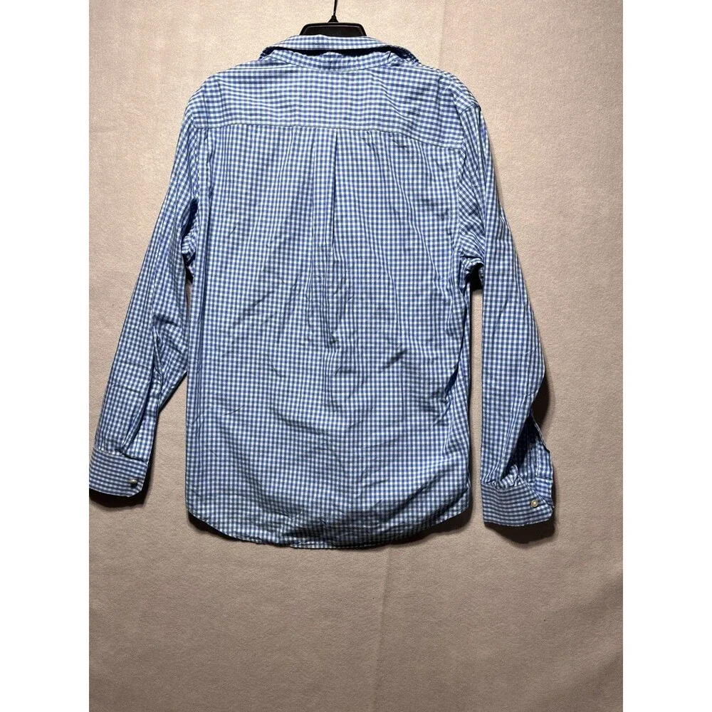 Banana Republic Shirt Mens L 16-16.5 34-35 Slim Fit Non Iron Blue Gingham Check